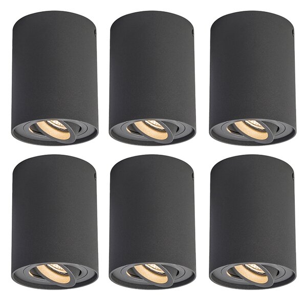 Set de 6 spoturi inteligente gri închis inclusiv WiFi GU10 - Rondoo up
