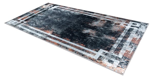 ANDRE 3030 covor lavabil Cadru vintage anti-alunecare - negru si rugini