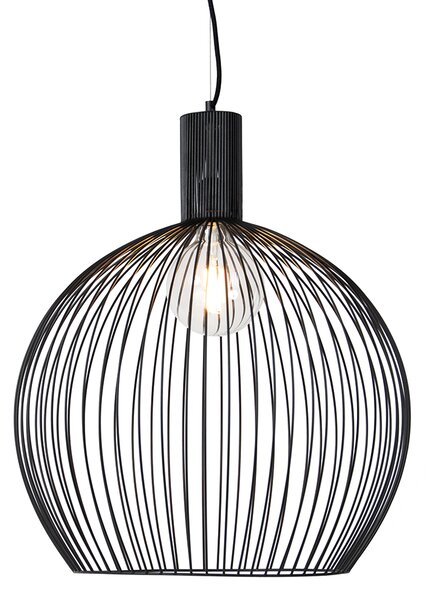 Lampă suspendată rotundă inteligentă neagră 50 cm incl. Wifi G95 - Dos