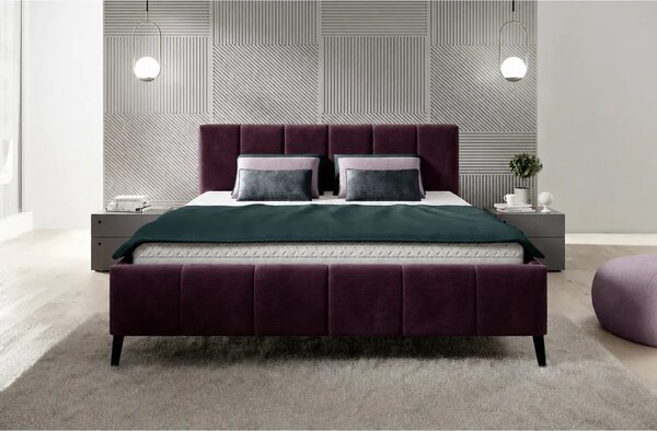 Pat RIVA SR 160x200, stofa catifelata violet - Whisper 14, cu suport s