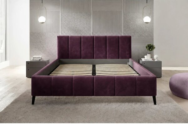 Pat RIVA SR 160x200, stofa catifelata violet - Whisper 14, cu suport s
