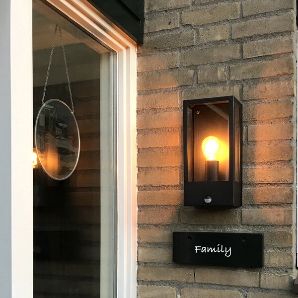 Set de 2 aplice de perete exterioare negre cu senzor de mișcare - Rotterdam