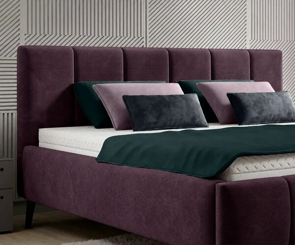 Pat RIVA SR 160x200, stofa catifelata violet - Whisper 14, cu suport s