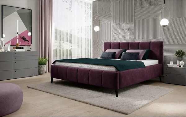 Pat RIVA SR 160x200, stofa catifelata violet - Whisper 14, cu suport s