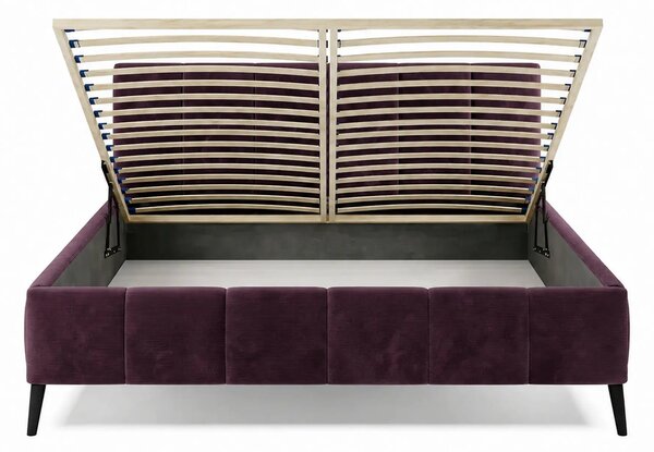 Pat RIVA SR 160x200, stofa catifelata violet - Whisper 14, cu suport s