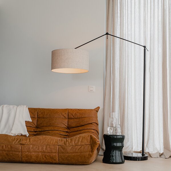 Lampa de podea neagra cu abajur gri deschis 50 cm reglabil - Editor
