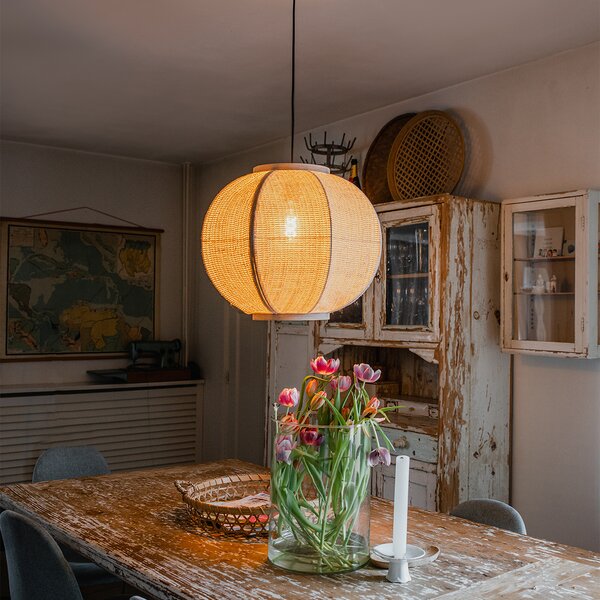 Lampă suspendată orientală naturală 48 cm - Rob