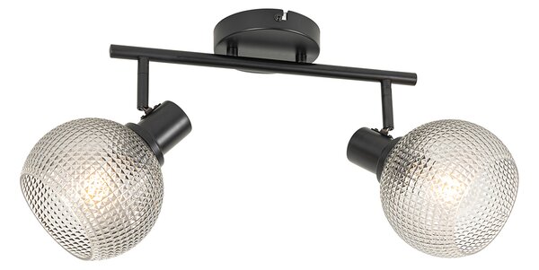 Spotlight de design negru cu sticlă fumurie cu 2 lumini - Chico