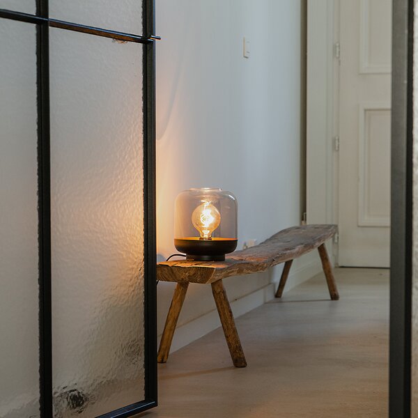 Lampă de masă de design neagră cu sticlă aurie și fum - Kyan