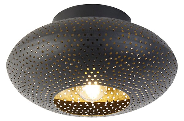 Plafoniera inteligentă neagră cu auriu 25 cm incluzând Wifi P45 - Radiance