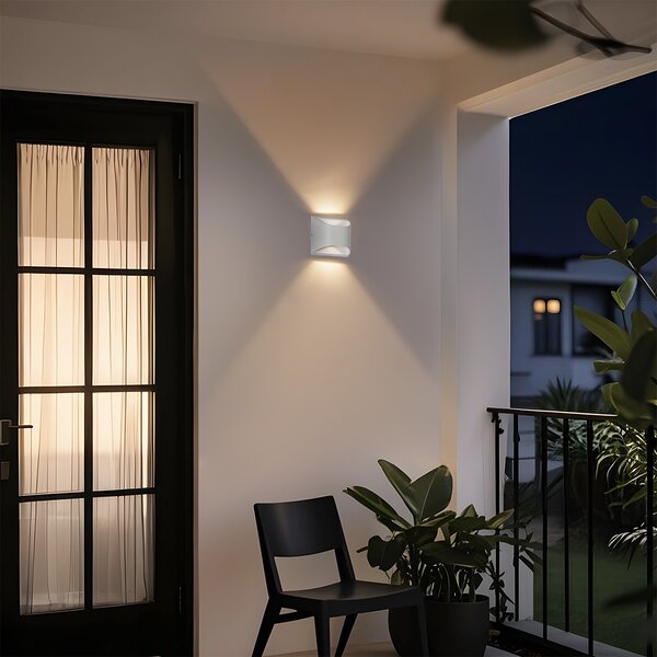 Lampă de perete exterioară modernă albă cu LED 2 lumini IP54 - Mal