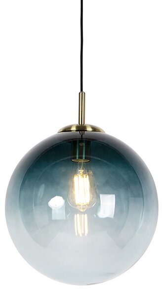 Lampă suspendată inteligentă alamă cu sticlă albastru ocean 33 cm incl. WiFi ST64 - Pallon