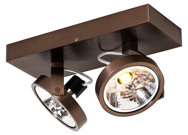 Spotlight de design bronz închis cu 2 lumini rotative și înclinabile - Go
