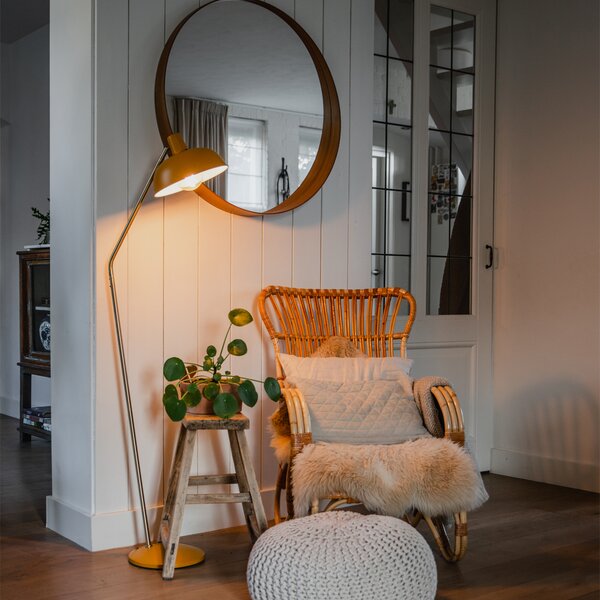 Lampa de podea retro galbenă cu bronz - Milou