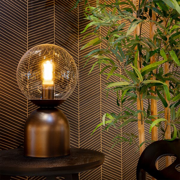 Lampă de masă Hotel Chic Bronz închis cu sticlă clară - Pallon Trend