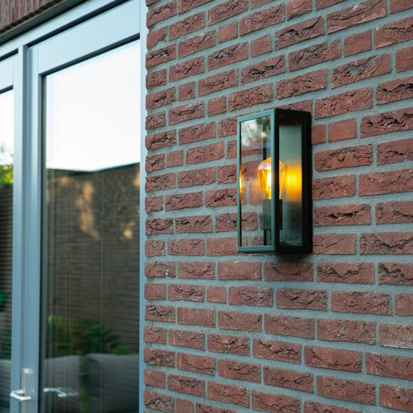 Lampă de perete exterioară industrială verde închis cu sticlă IP44 - Rotterdam