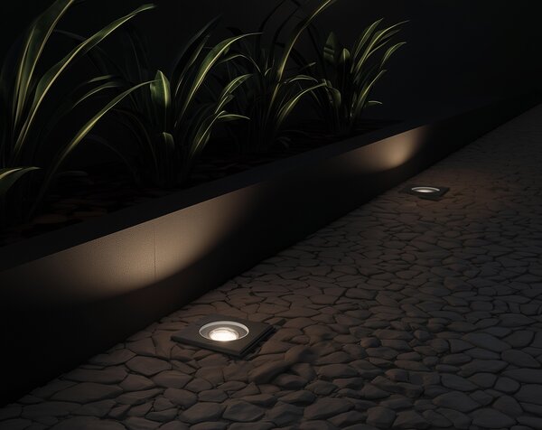 Set de 4 spoturi de exterior negre pătrate reglabile IP65 - Delux
