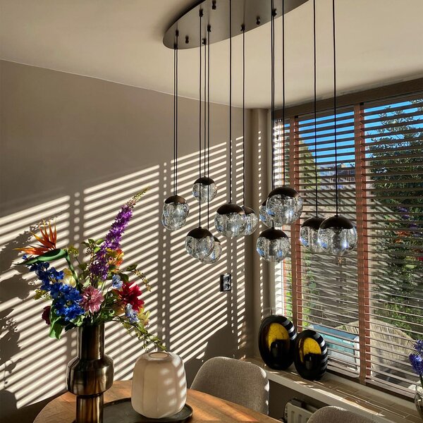 Lampă pendant de design bronz închis cu sticlă transparentă 12 lumini - Inge