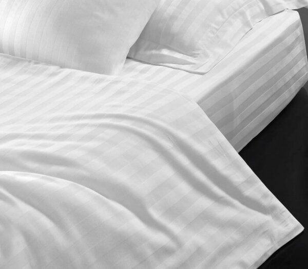 Husa pat Kotonia Home Hotel - Damasc Saten - 100% bumbac, pentru saltea 120x200+20 cm, latime dungi 1 cm
