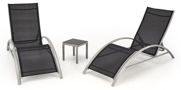 Set mobilier de exterior Houston 1727Negru, Gri, Textil, Metal