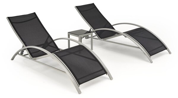 Set mobilier de exterior Houston 1727Negru, Gri, Textil, Metal