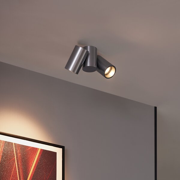 Spot de design integrat, metal gri-tun, GU10, 50 mm, 2 lumini, inclinabil - Michael