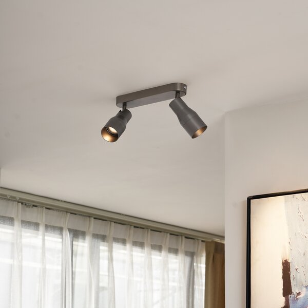 Spot plafon rotund cu două lumini, culoare metal gri-închis, GU10, 50 mm - Stanley