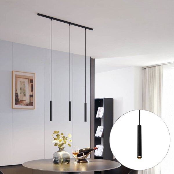 Sistem modern de iluminat pe șine cu 3 pendule negre monofazat - Slimline Keno