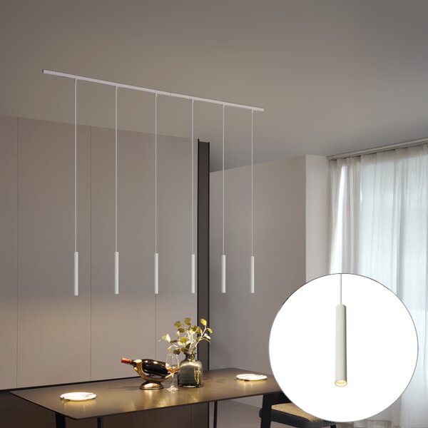 Sistem modern de iluminat pe șine cu 6 pendule albe monofazat - Slimline Keno