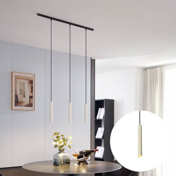 Sistem de iluminat pe șină modern cu 3 pendule bej cu negru monofazat - Slimline Keno
