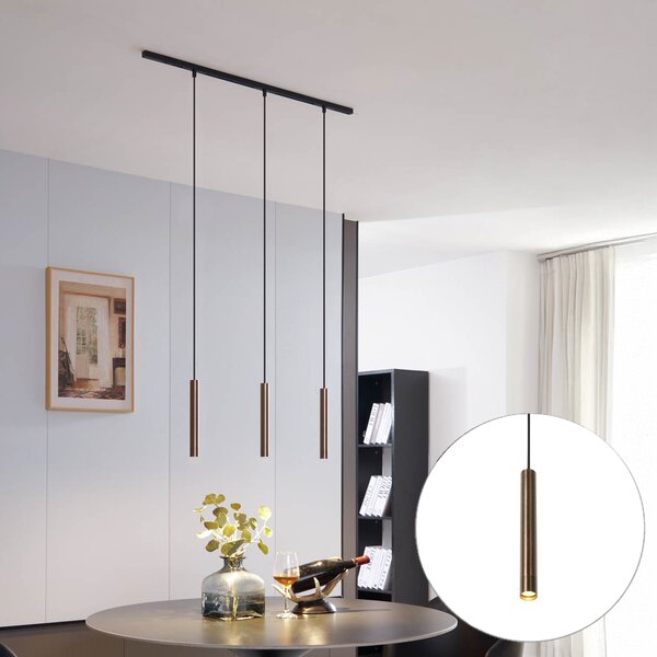 Sistem de iluminat modern pe șină cu 3 pendule bronz monofazat - Slimline Keno
