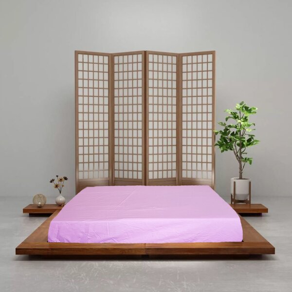 Husa pat Kotonia Home - 2 persoane, ranforce color uni, 100% bumbac, pentru saltea 180x200+30 cm, roz
