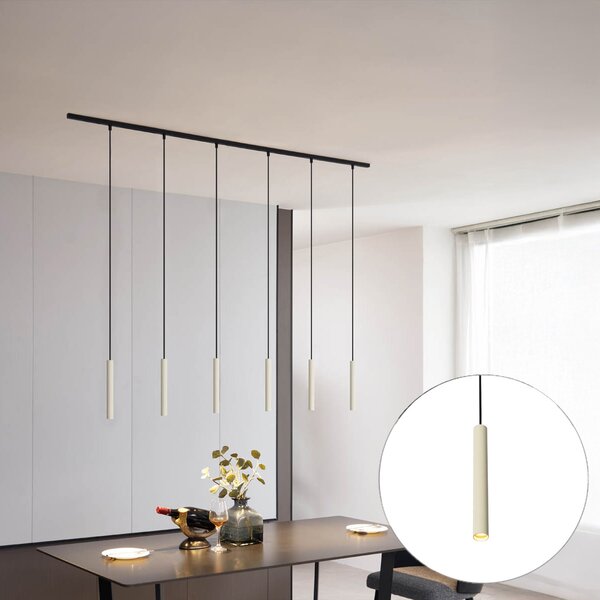 Sistem modern de iluminat pe șine cu 6 pendule bej cu negru monofazat - Slimline Keno