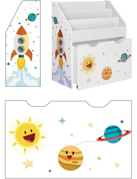 Biblioteca copii KIDS 62,5x29,5x70 cm alb