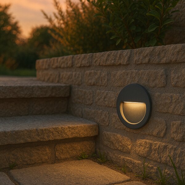 Set de 6 Aplice Moderne Incastrabile Negre cu LED IP65 - Gem