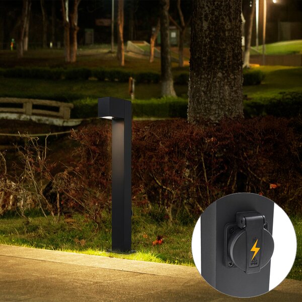 Lampă de podea modernă de exterior neagră 65cm cu priză IP44 - Baleno
