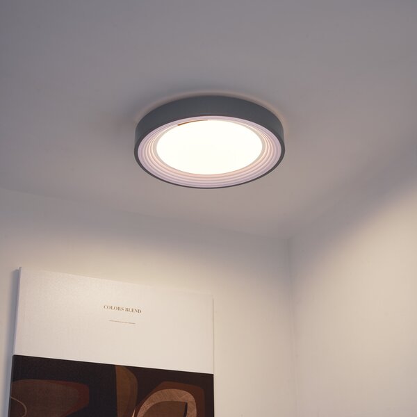 Plafonieră modernă gri cu alb 38cm incl. LED Dimmable RGB - Kanton