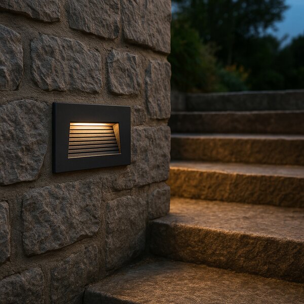 Plafoniera moderna de perete incastrata Negru 11.5cm incl. LED IP65 - Trem