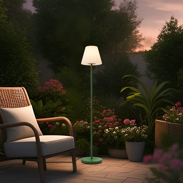 Lampă de podea de exterior verde cu abajur alb IP65 - Virginia