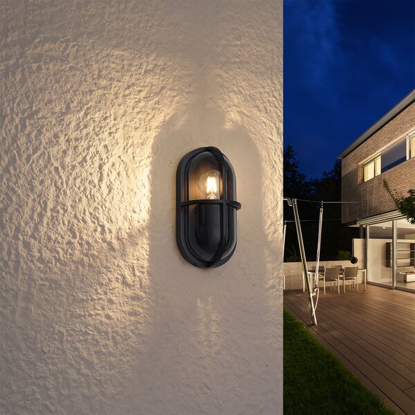 Lampă de perete pentru exterior neagră ovală IP65 - Target