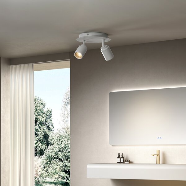Spot modern de baie alb cu 2 lumini IP44 - Ducha