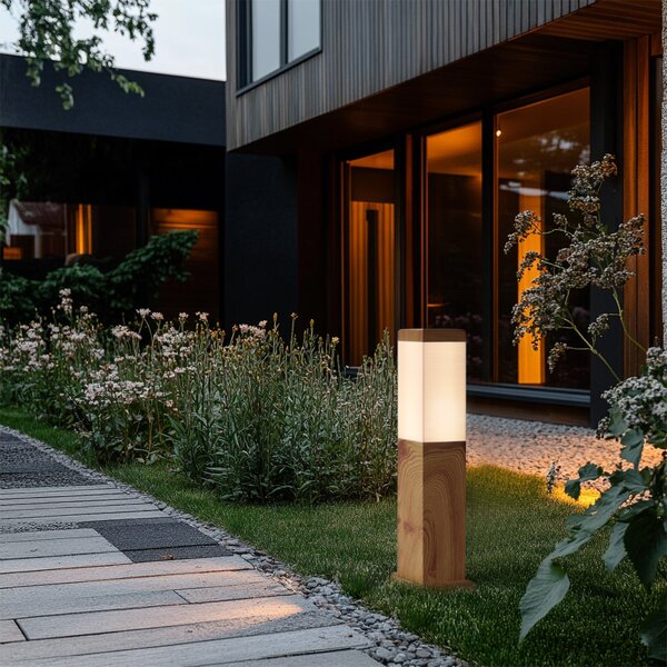 Lampă modernă de exterior din oțel cu imprimeu de lemn 45cm IP44 - Malois