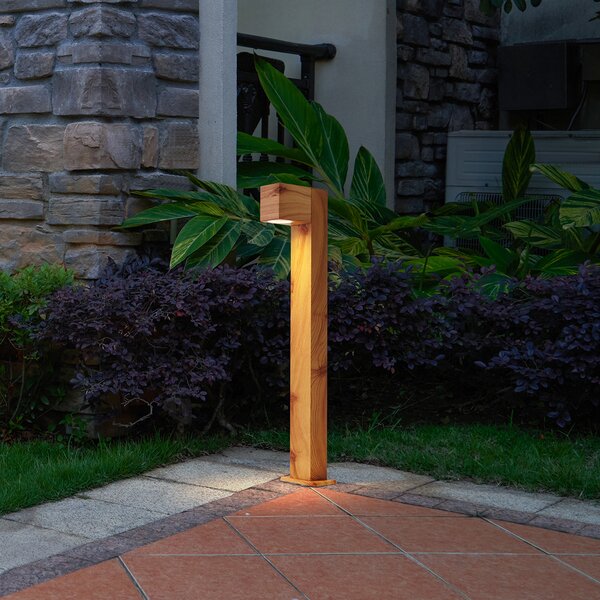Lampă de exterior din aluminiu cu imprimeu de lemn cu țăruș de sol și presetupe 65cm IP44 - Baleno