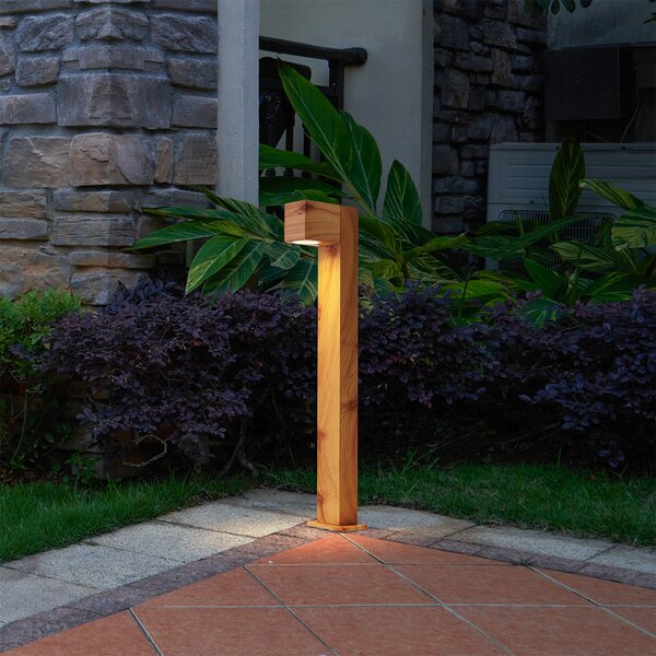 Lampă modernă de exterior din aluminiu cu imprimeu de lemn 65cm IP44 - Baleno