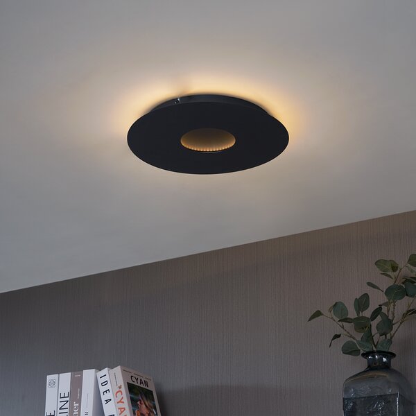 Plafonieră modernă neagră 40cm incl. LED cu 3 trepte de intensitate luminoasă - Morning