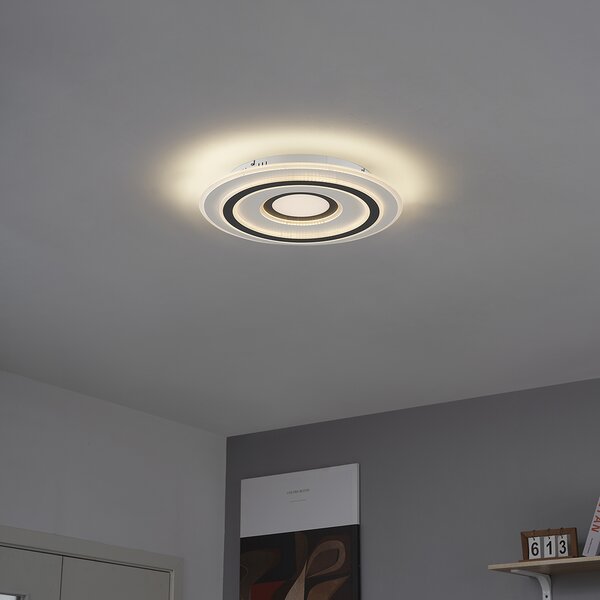 Plafonieră de design albă cu gri închis rotund, incl. LED, cu dimmer - Taylor