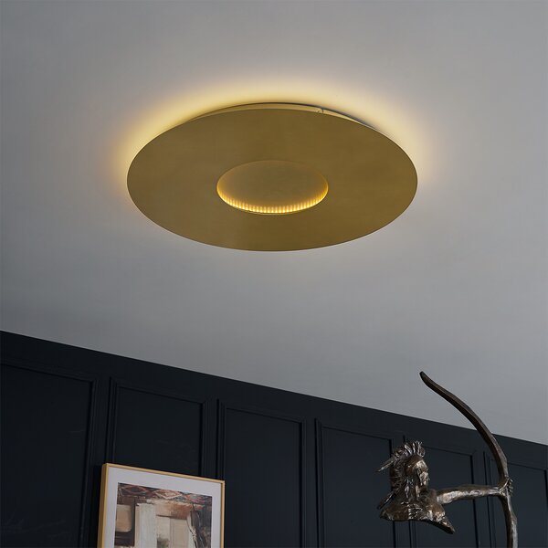 Plafonieră modernă aurie 60cm incl. LED cu 3 trepte de intensitate luminoasă - Morning