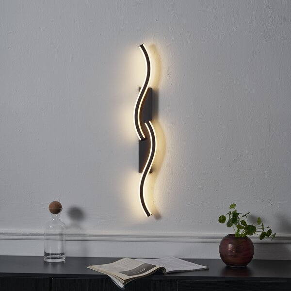 Lampă de perete de design neagră cu 2 lumini, cu 3 trepte de intensitate - Bummy