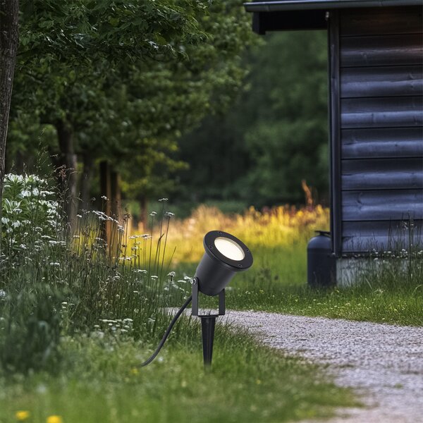 Spot modern de grădină negru cu LED inclus, reglabil, cu cablu și ștecher 250cm IP65 - Basic