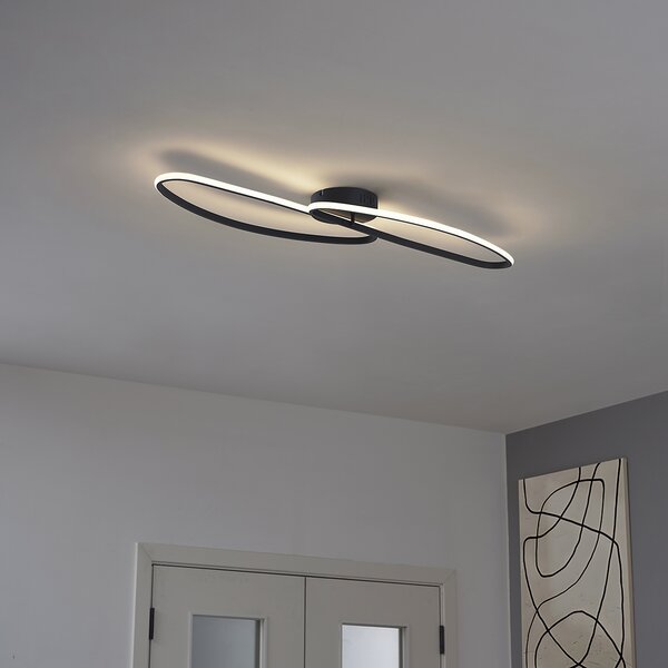 Plafonieră de design negru mat 65 cm cu 3 trepte de intensitate luminoasă și 2 lumini - Pepe